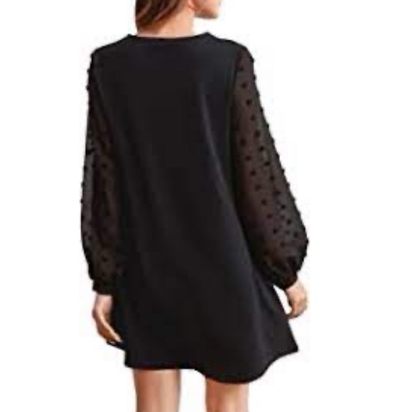 SweatyRocks Women's Elegant Mesh Contrast Long Sleeve A Line Mini in Black NWT - Picture 2 of 3